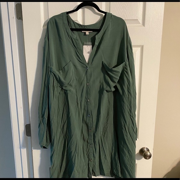 Woman Within Tops - NWT Green button up top